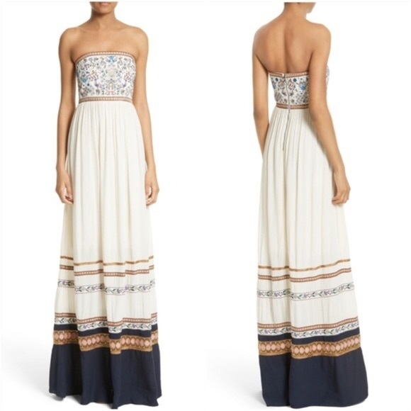 Alice + Olivia Dresses & Skirts - Alice + Olivia Quyen Embroidered Maxi Dress - Size 0 (cream/multi)